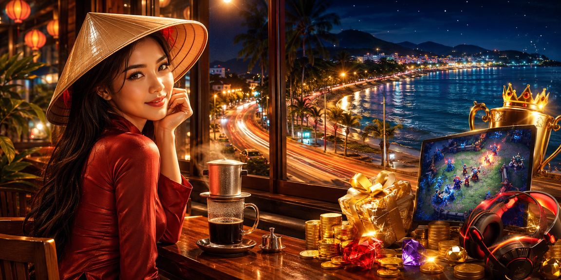 Người chơi tại Mũi Né đội nón lá, theo dõi giải esports và đặt cược trực tuyến dưới bóng mát