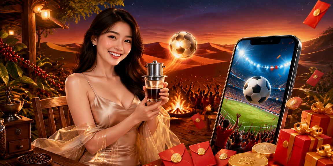 Người dùng tại Mũi Né nhận thưởng phong bao đỏ qua app ma10 trong quán cà phê sáng